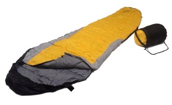 Sleeping BAG Mummy Type 8' Foot 20+ Degrees Yellow Gray Black - Carrying Bag NEW