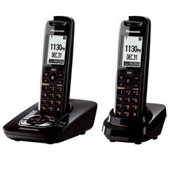 Panasonic DECT 6.0 Expandable Dual-Handset Cordless Phone System with Talking Caller ID, Answering Machine, Talking Alarm Clock and Choice Mail Selectable Voice Messages
