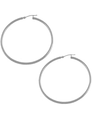 14 Karat White Gold 2x48-mm Tube Hoop Earrings