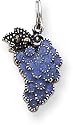 Marcasite Enameled Grapes Charm, Sterling Silver
