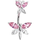 Sterling Silver 925 Cubic Zirconia Butterfly Dragonfly Belly Ring