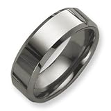 Tungsten Beveled Edge 8mm Polished Band Ring - Size 9.5