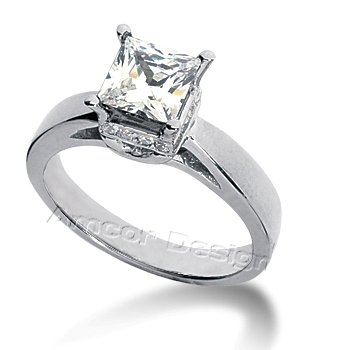 14K White Gold Princess Cut Diamond Promise Engagement Ring (0.90ct.tw, HI Color, SI2-3 Clarity)