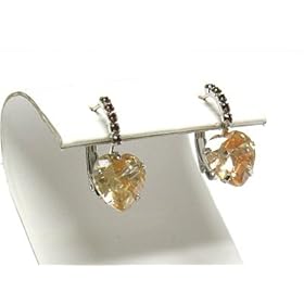 Bronze Cubic Zirconia Heart Earrings Fashion Jewelry