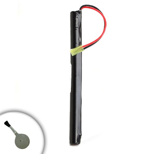 truCELL High Performance 9.6V 1600mAh Stick Style NiMH Automatic Electric Airsoft Battery Pack for ICS , Olympic , Airsoft Elite , Well , Classic Army , Tokyo Marui , We and More High Powered AEG Airsoft Guns **Includes Cleaning Kit**
