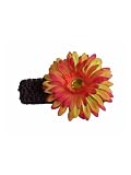Brown Crochet Headband with Orange/ Burg - 0-12 Mths - Brown
