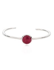 Ruby Round Cuff Bracelet in Sterling Silver