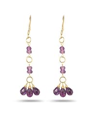 5.40+ Cts Amethyst Briolette Earrings in 18K Yellow Gold