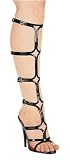 Women's 510-Sexy 5 Heel Knee High Strap Up Sandal