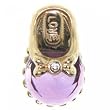 YGold Baby Shoe Pendant Amethyst & Diamond Says "Love"