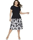 AK Anne Klein Plus Size Short-Sleeve Pleated Top & Navy Printed Skirt