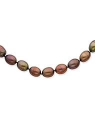 14k Yellow Gold 16in 8-8.5mm Chocolate Freshwater Cultured Pearl Necklace.