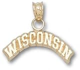 Wisconsin Badgers Solid 10K Gold Arched ''WISCONSIN'' Pendant