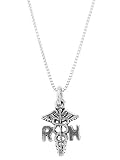 Silver One Sided Small Registered Nurse Caduceus Necklace