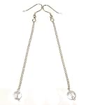 Quartz Earrings 14 Dangle Clear Orb Sphere Silver Chain Crystal Healing Gemstone 3.4