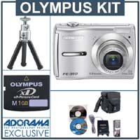 Olympus FE-310 Digital Silver Camera Kit, with 1 GB xD Picture Memory Card, Table Top... by