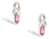 14K White Gold Marquise Created Pink Sapphire and Diamond Earrings