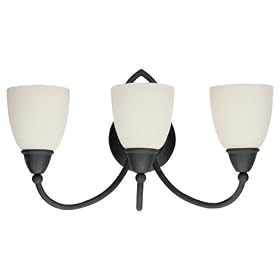 Sea Gull Lighting 40075-799 Pemberton Three-Light Vanity, Peppercorn Finish with Pompeii Cream Etched Glass