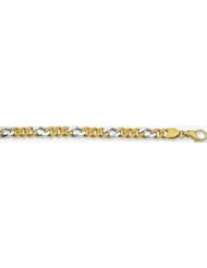 6mm Fancy Two Tone Gold Link Bracelet 8"