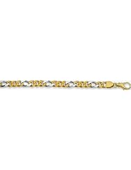 6mm Fancy Two Tone Gold Link Bracelet 7"