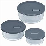 Pyrex No Leak Lids 6 Piece Set Includes 2 Cup Round 4 Cupround 7 Cup Round W/ Plastic Lid
