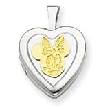 14k & Sterling Silver Heart w/ Minnie Mouse Locket