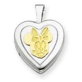 14k & Sterling Silver Heart w/ Minnie Mouse Locket