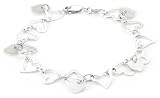 Image of Sterling Silver B2336 Women's Heart Mother of Pearl Drops Bracelet