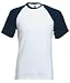 Fruit of the Loom short sleeve baseball t-shirt Deep navy and white Small (35 - 37 inch chest)