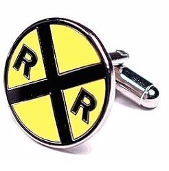 Railroad Crossing Cufflinks - Famous Signs Themed Formal Wear - Cufflinks