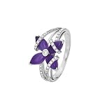 14k White Gold Amethyst Diamond Ring