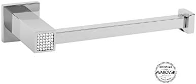 Skip Diamond Toilet Paper Roll Holder Without Lid/ No Cover, Genuine Swarovski Crystal Inlaid, Bathroom Accessories Tissue Roll Holder, Made in Spain (European Brand) (Polished Chrome)