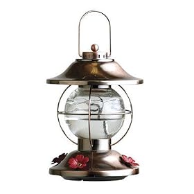 Avant Yarde Lantern Style Hummingbird Feeder, Rustic Metal and Glass, 14 3 4 Inches High from Feeders & Bowls