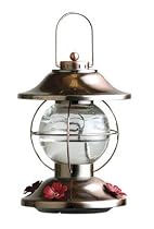 Avant Yarde Lantern Style Hummingbird Feeder, Rustic Metal and Glass, 14 3/4 Inches High