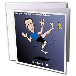 Londons Times Funny Panel Hollywood Cartoons - Nicolas Cage Slips - Greeting Cards-6 Greeting Cards with envelopes