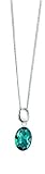 Element Sterling Silver, Ladies, P3061T, Medium Oval Pendant with Indicolite Swarovski Crystal on 46cm Diamond Cut Curb Chain