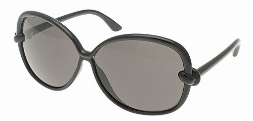 Tom Ford Women's 0163 Ingrid Black Frame/Dark Grey Lens Plastic Sunglasses