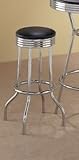 Retro Polished Chrome Swivel Bar Stool Pair