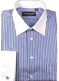 Gordon Dress Blue Stripe Spread Collar + French Cuffs $80.00