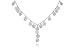14K White Gold Matte-Finish Hand-Crafted Textured Y-Shaped Necklace, Designed with Dangling Round-Shape Gold Stations, Enhanced with Bezel Set Diamonds.