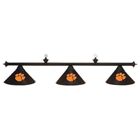 Clemson Tigers 3pc BLACK METAL SHADE POOL TABLE LIGHT LAMP