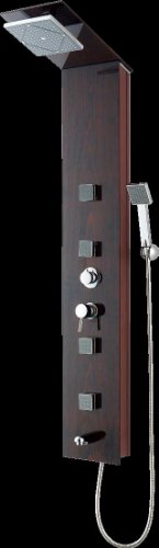 AQUA Wood Color Design Shower Panel Massage Jets 7074