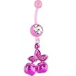 Bioplast Pink Cherries Dangle Belly Ring