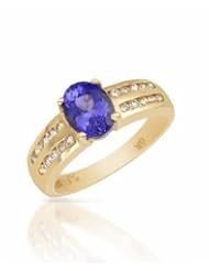 14K Yellow Gold Tanzanite and Diamond Ring -- LIFETIME WARRANTY