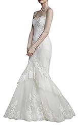 Sweetheart Sleeveless Sheer Lace Mermaid  Dress with a Brush/Sweep Train 