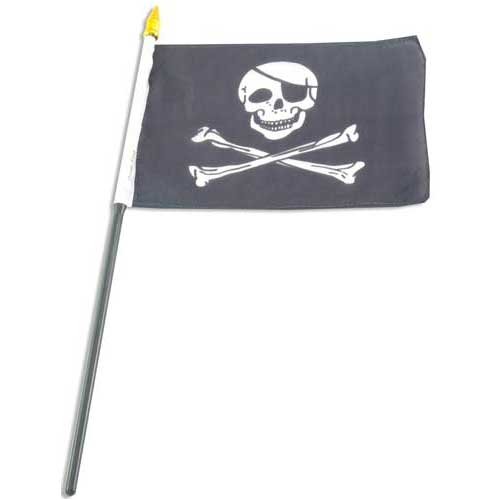 Pirate - Jolly Roger - Flag 4x6 inch Hand Flag