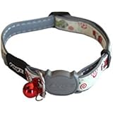 Rogz Catz Small 3/8-Inch Glow Cat Safeloc Breakaway Clip Adjustable, Reflective and Glow-in-the-Dark Cat Collar, Gecko Design