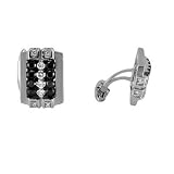 14K White gold Cufflinks with Black and white diamonds. 1.20ct black diamonds; and 0.75ct