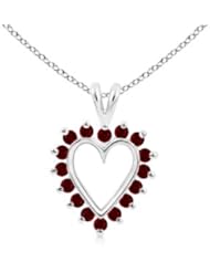 Round Heart Ruby Pendant Necklace - 0.8 ct TGW