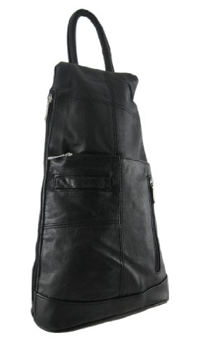Black Leather Side Zipper Backpack Purse Shoulder Bag